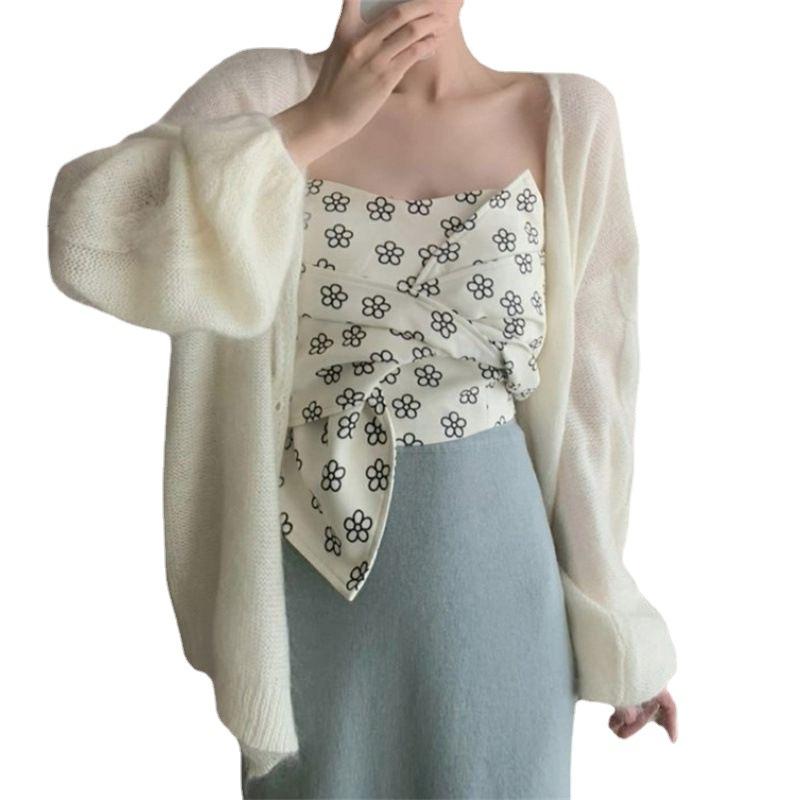 Autumn Women's Soft and Thin Sweater Jacket Mohair Knitted Cardigan Top