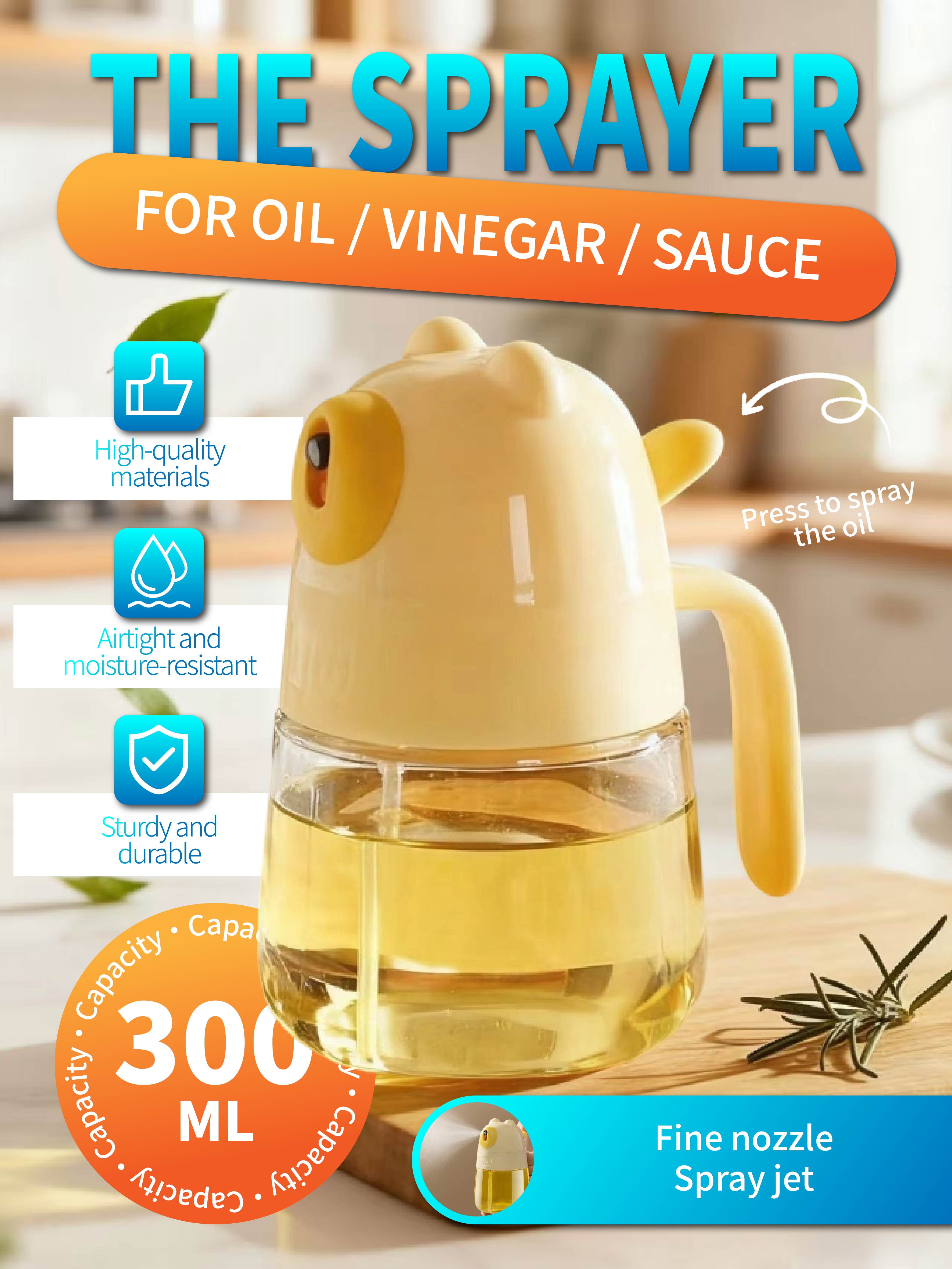 300 мл Милый распылитель масла в форме животного - Герметичный кухонный инструмент для масла, уксуса и соуса