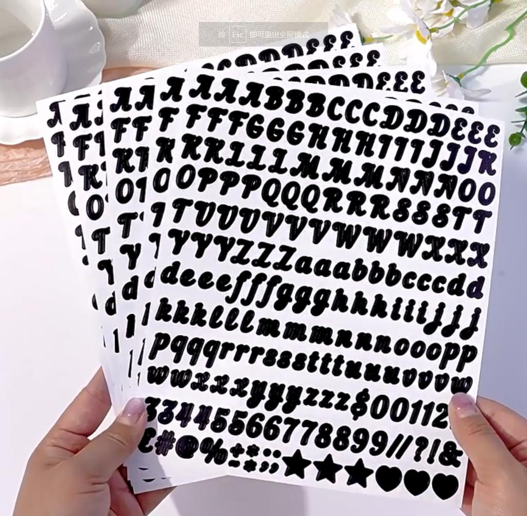 5 Sheets 0.5 Inch Art Letter Number Sticker Removable Handwritten Stationery Sticker Crafts Gifts DIY Diary Name Letter Stickers
