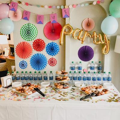 Фестиваль Декор Детский душ Домашнее украшение Подвесные поделки Ткань Помпоны Бумажные вентиляторы DIY Handmades