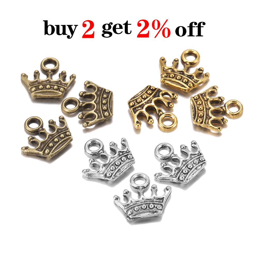 20pcs/lot 13x14mm Charms Crown Tibetan Gold Color Charms Pendants Findings DIY Bracelet Jewelry Making Supplies Handmade Craft
