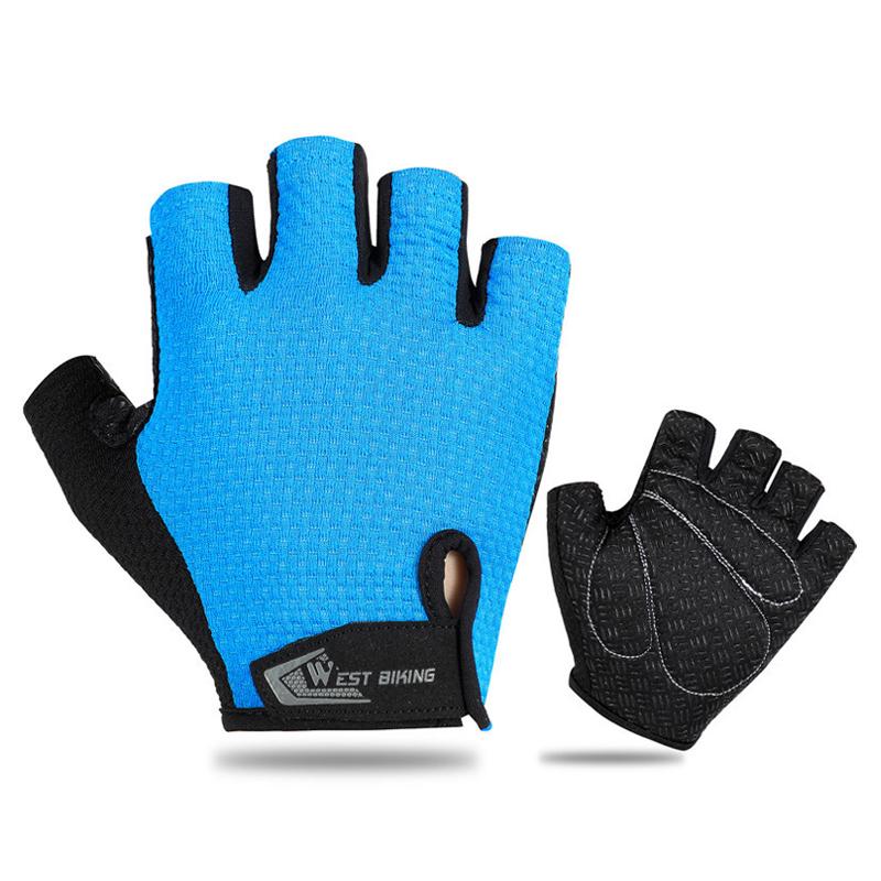 WEST BIKING Summer Half Finger Bike Gloves Breathable Sports Cycling Gloves Anti-slip Shock Absorption Palm Pads Bicycle Gloves L