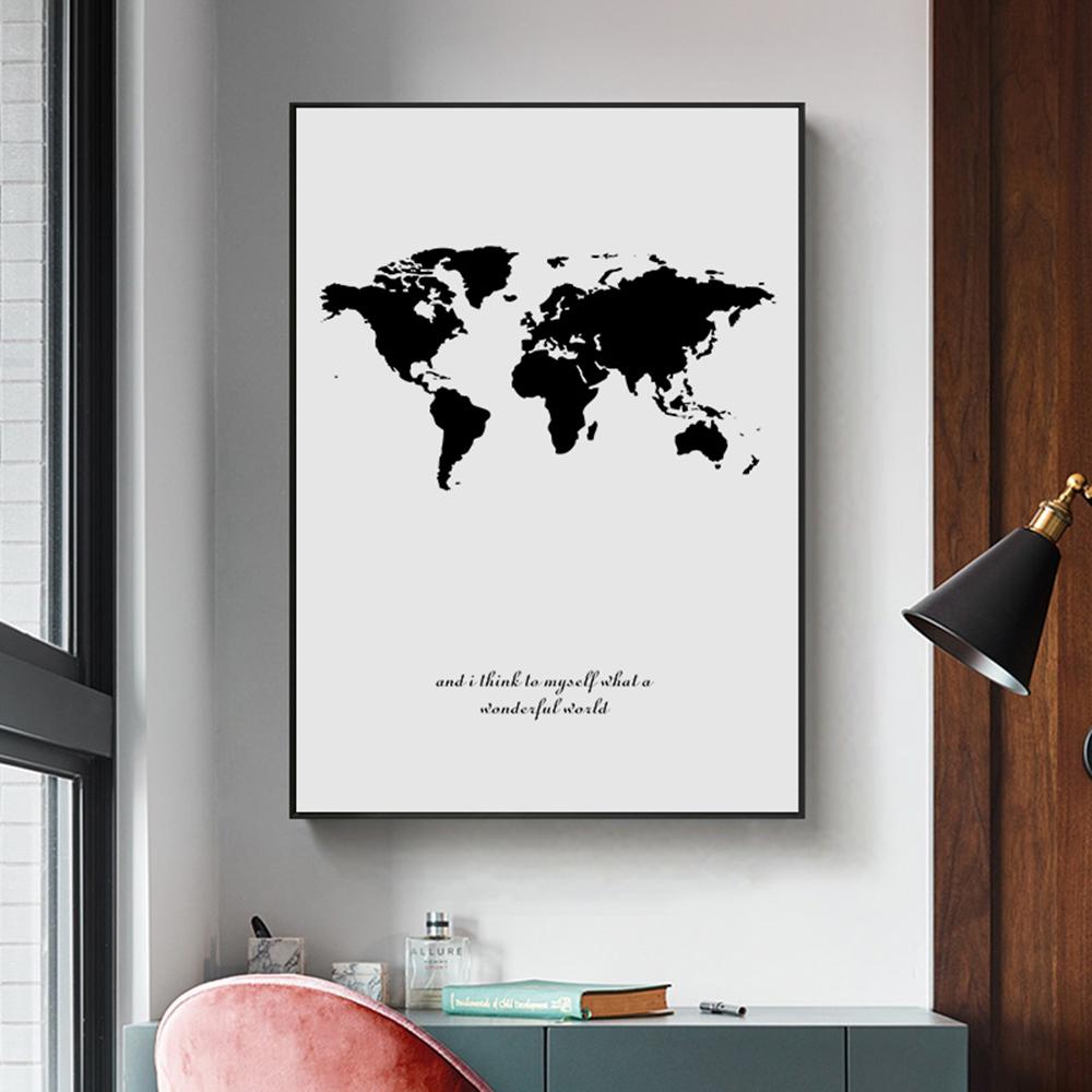 Nordic World Map Canvas Painting Wall Art Poster And Print Wall Pictures For Living Room Decorative Picture Home Decor
