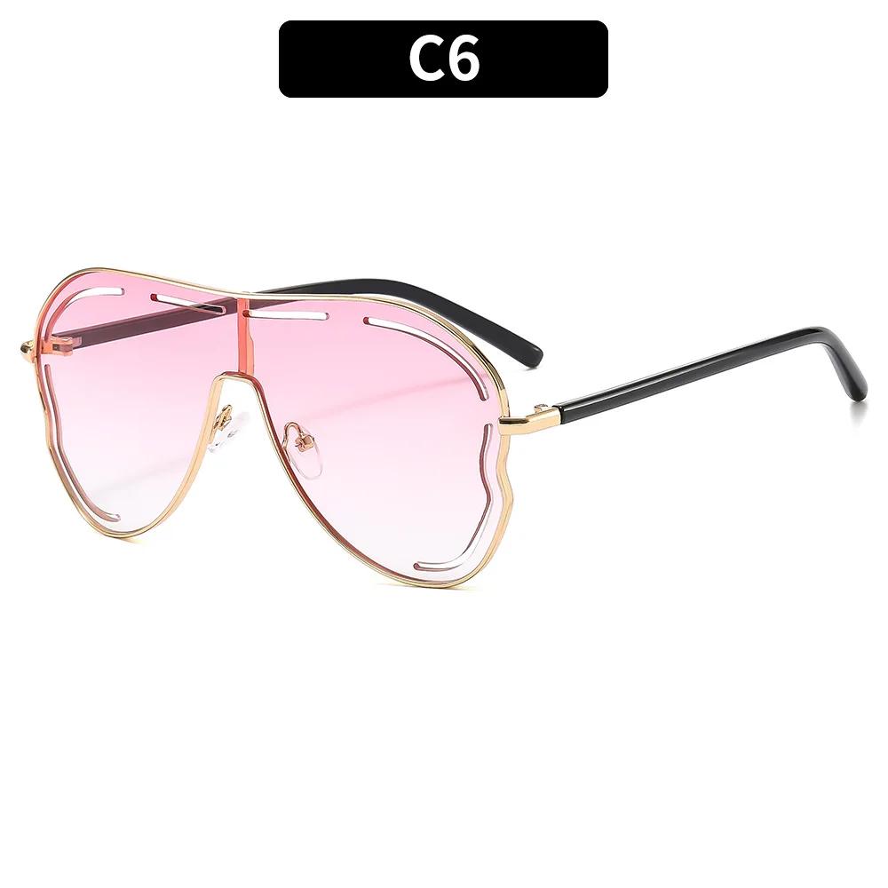

One-Piece Punk Sunglasses for Women Large Size Shield Luxury Brand Square Metal UV400 Large Frame Glasses 1PC