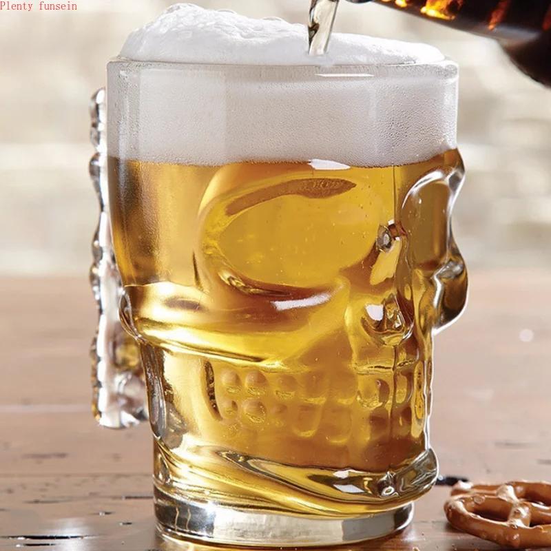 Whiskey Glass with Skull Face and Handle, Pirate Master Cup, Creative Crystal Glass, Drinking Wine, Vodka Essential Bar, KTV, 50
