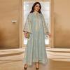 AB423 Plus Size Women's Embroidered Sequin Robe Dress - Middle Eastern, European, American Style
