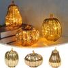 LED-Glaskürbis-Dekoration mit warmem Licht für Herbst-Halloween-Wohnkultur