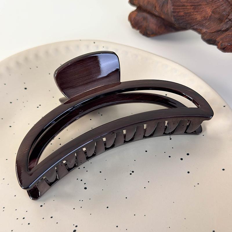 Retro Tortoiseshell Acrylic Large Hair Claw Fashion Hollow Crescent Hairpins Shark Clips Womens Temperament Barrettes Headbands