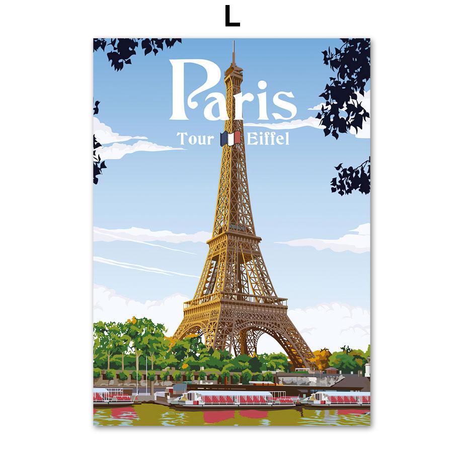 Vintage Słynne Miasto Podróże Ścienne Sztuka Francuskie Włochy Malarstwo Na Płótnie Nordyckie Plakaty i Wydruki Obrazy Ścienne Do Wystroju Salonu