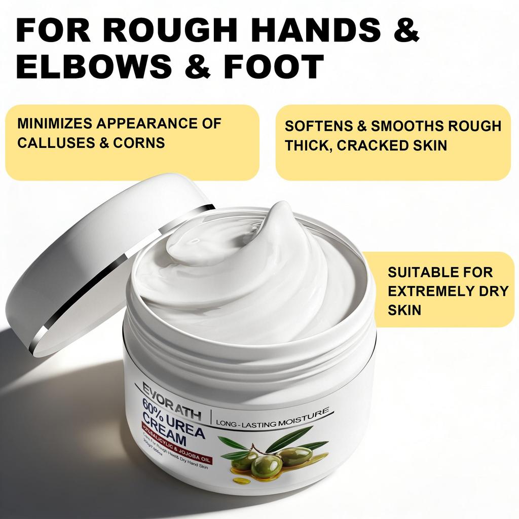 60% Urea Cream With Tea Tree Oil, Aloe Vera, And Vitamin E, Maintains Skin Hydration, For Cracked Hands And Feet, Targeting Rough, Cracked Skin-200G