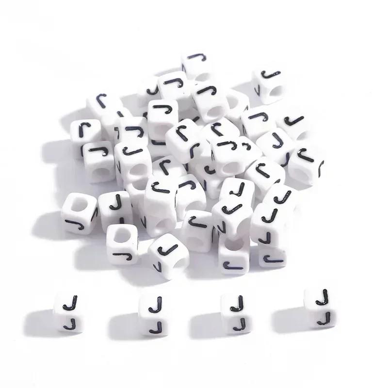 100-500pcs Acrylic A-Z Letter Bead White Square Cube Alphabet Bead for Jewelry Making Diy Bracelet Necklace Earrings Accessories