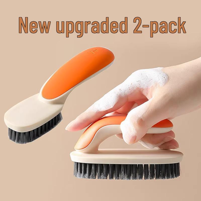 Soft Bristle Multipurpose Shoe & Laundry Cleaning Brush with a Round Handle - Gentle on Clothes