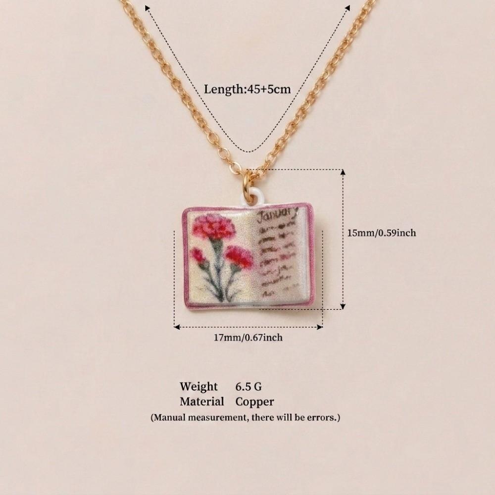 

Copper Birthday Necklace Month Design Sense Necklace New Book Pendant Necklace for Women 01