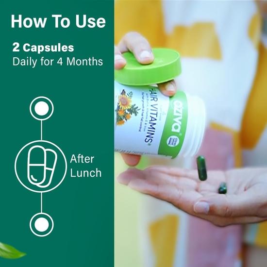 OZiva Hair Vitamin Capsules for Hair Growth & Hair Fall Control,100% Natural with Biotin, Iron,Clinically Proven Hair Growth Supplements