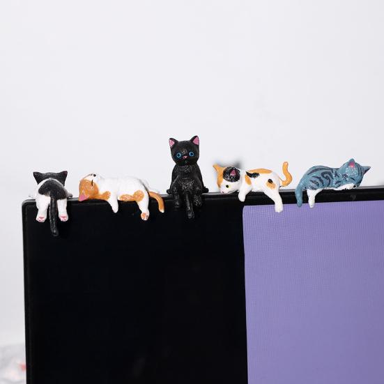 5/12Pcs Mini Cat Figurine Car Dashboard Central Control Display Screen Mount Sleeping Lying Sitting Kitten Statue Animal Sculpture Ornament