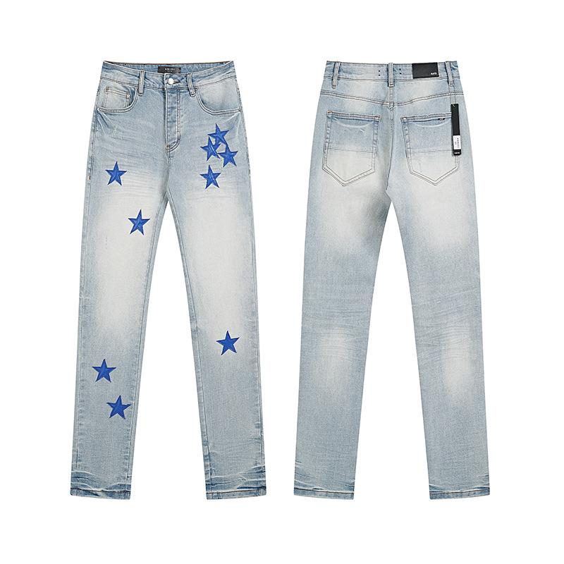 Purple Brand Ink Printing Meichao High Street Retro Ripped Casual Trend Denim Horn Pants Small Feet