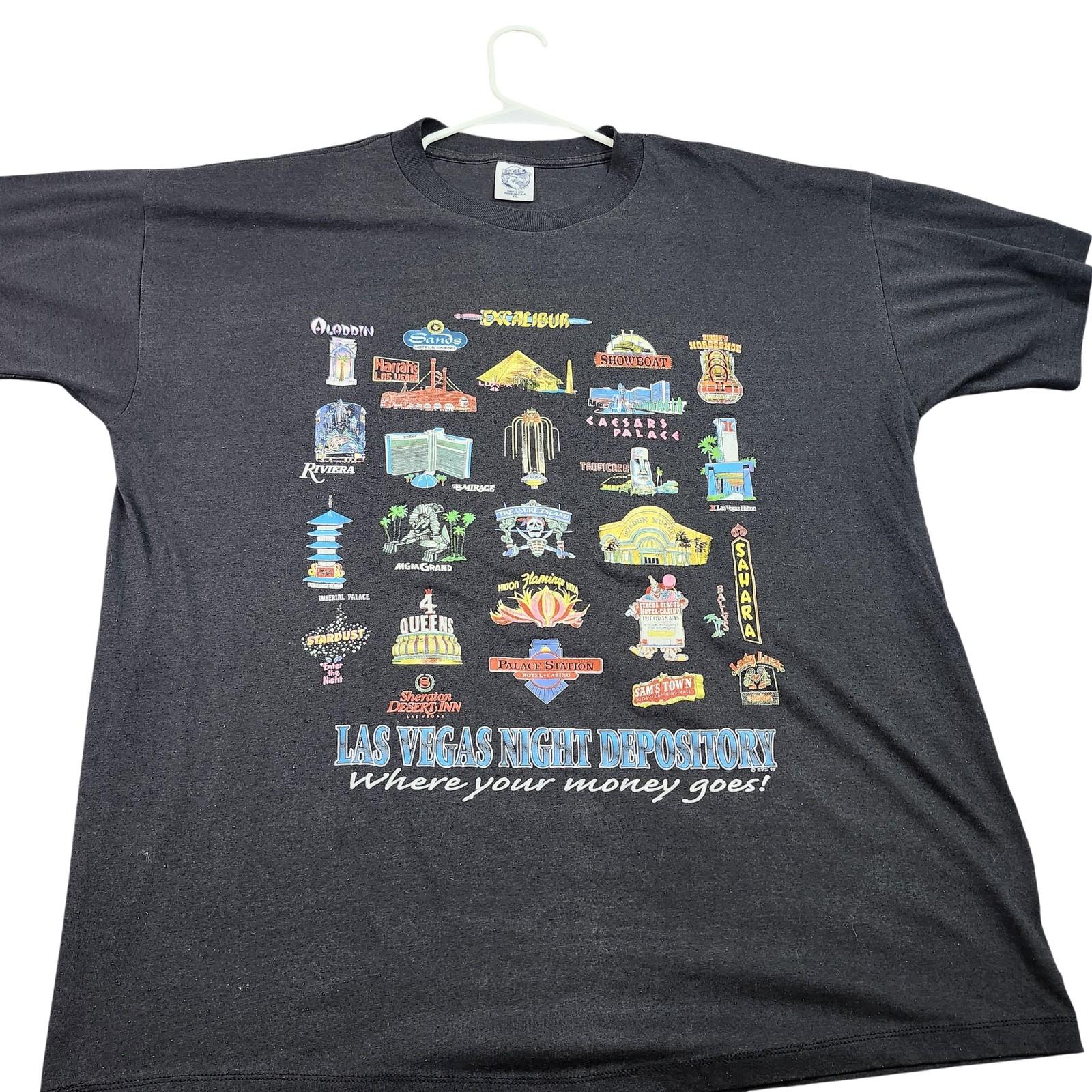 Vintage Las Vegas Night Depository Shirt Mens 2XL Black Eagle Casino USA 90s Unisex T-Shirt L