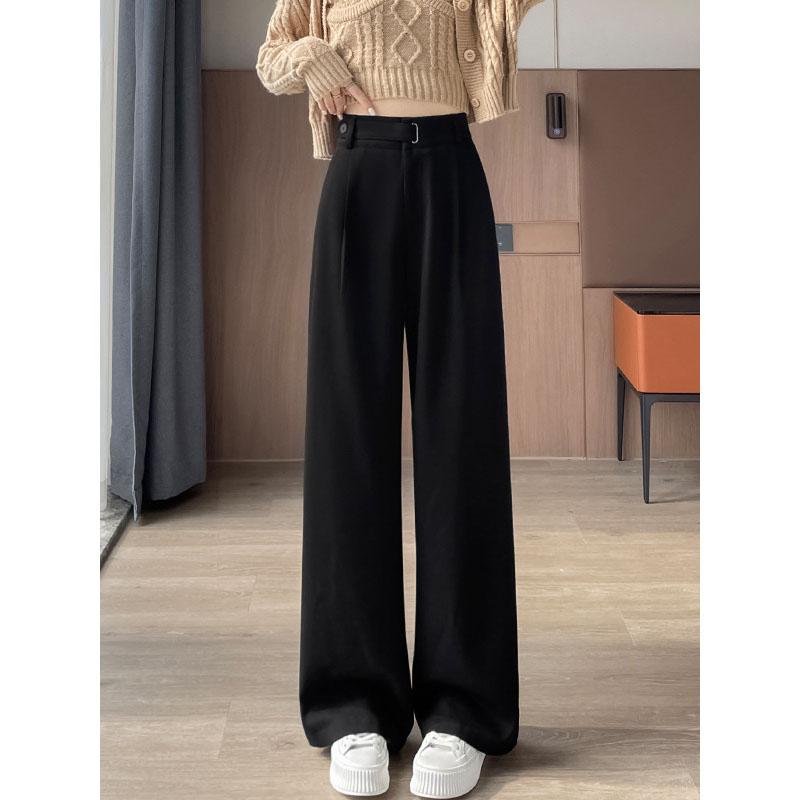 

Зимние толстые свободные повседневные женские широкие брюки чистого цвета шикарные пуговицы прямые узкие модные женские брюки черные абрикосовые XS бежевый