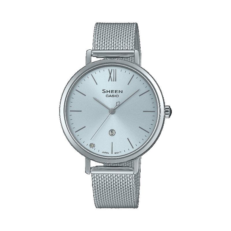 Casio Sheen Women s Stainless Steel 50M Water Resistant Analog Quartz Watch SHE-4539SM-2A синий