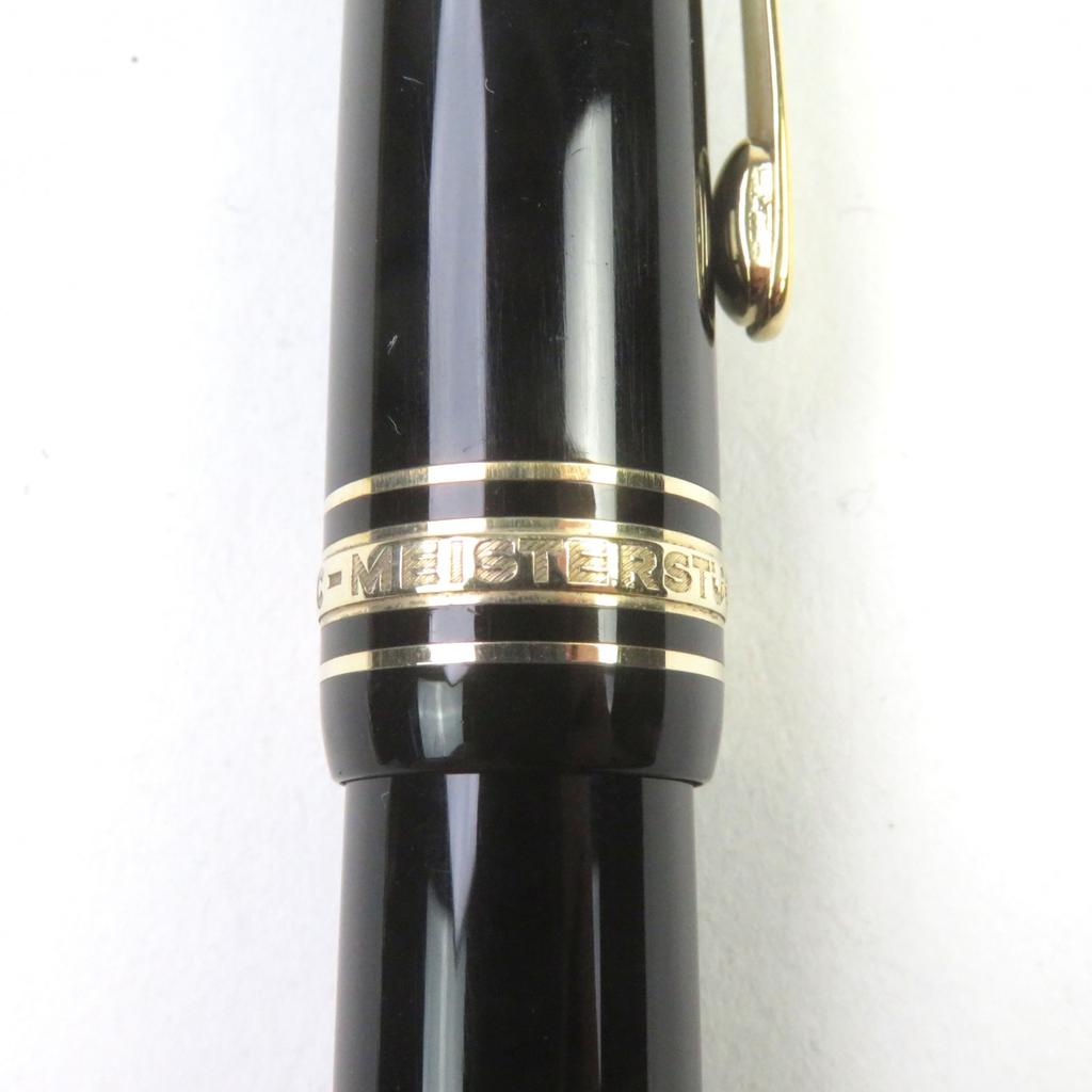 Excellent MONTBLANC fountain pen Meisterstuck 146 Rare logo engraved Black gold 14K Used