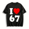 I Love Heart Print Casual Crew Neck T-Shirt Unisex Daily Wear Pure Cotton T-shirt