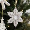 Elk Snowflake Pendant White Gold Christmas Hanging Ornament  Home Decoration