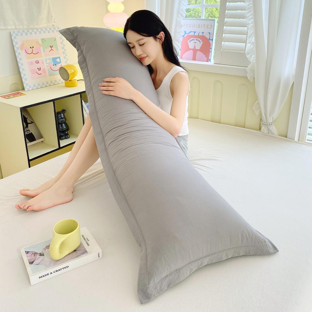 Solid- Washed Double Long Pillowcases, Couple Pillowcases 48*100cm, 120cm, 150cm, 180cm (without Core)
