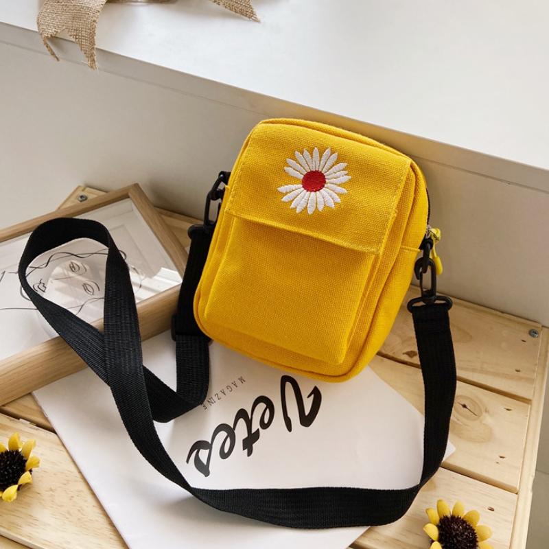 Little Daisy Umhängetasche für Damen, neue koreanische Mini-Umhängetasche aus Canvas, einfache und vielseitige kleine Handytasche