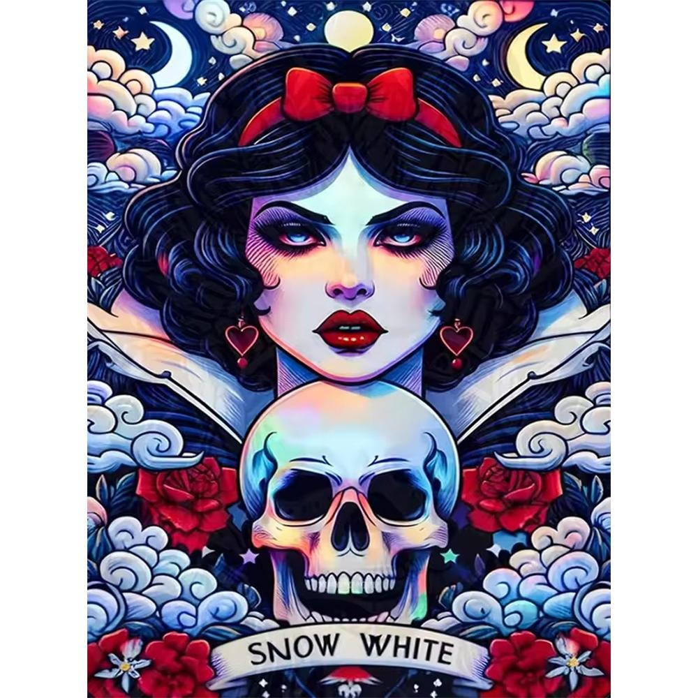 

Disney Diamond Painting Snow White Dark Fairy Tale Illustration Mosaic Art DIY Cross Stitch Embroidery Set Full Diamond Home Decor Gift Round 20x30cm
