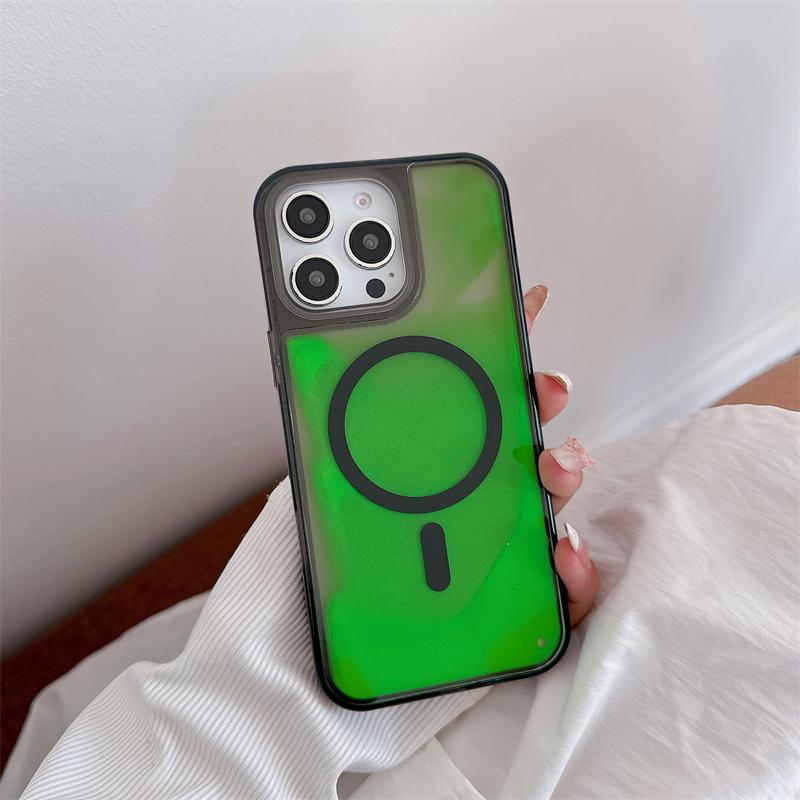 Night Light Luminous Liquid Quicksand Flowing Magnetic Case for Magsafe IPhone 16 15 14 13 Pro Max Plus I16 Mag Safe Phone Cover