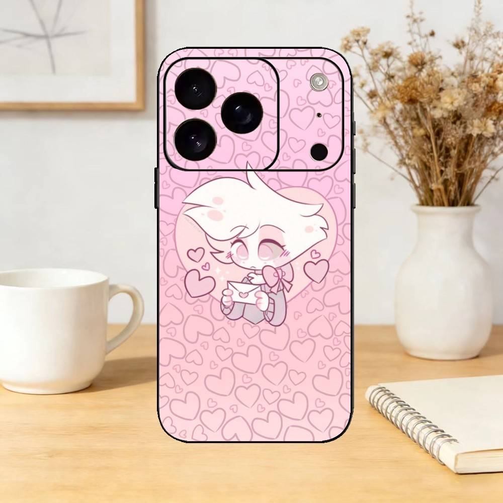 A-Angel Dust H-Hazbin H-Hotel Phone Case For iPhone 17,16,15,14,13,12,11 Plus,Pro,Max,Mini Silicone Black Soft Cover