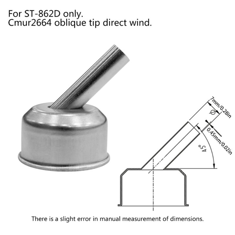 ST-862D BGA- Rework Station Replacement Hot Air Gun Nozzle Sleeves Mouth 45 Degree Angle Heat Gun Nozzle Welding Tool