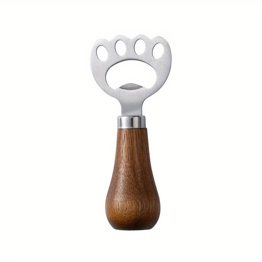 

1pc Wood Handle Cat Claw Beer Opener Upright Durable Keychain Bottle Opener Stainless Steel Drink Cap Lid Remover Beverage