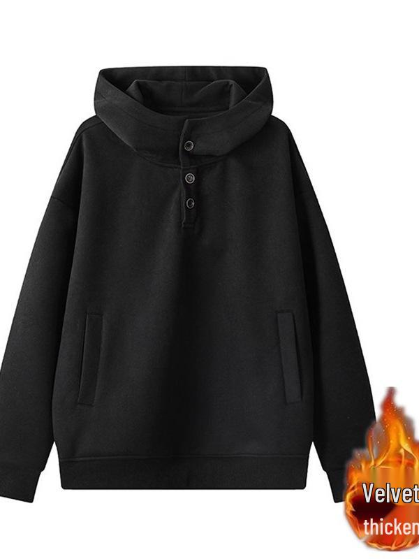 Men's Plus Size 8XL Hooded Button-Up Sweatshirt, 2025 Autumn Collection, Casual Couplet Jacket, Fits Up To 300 Jin
