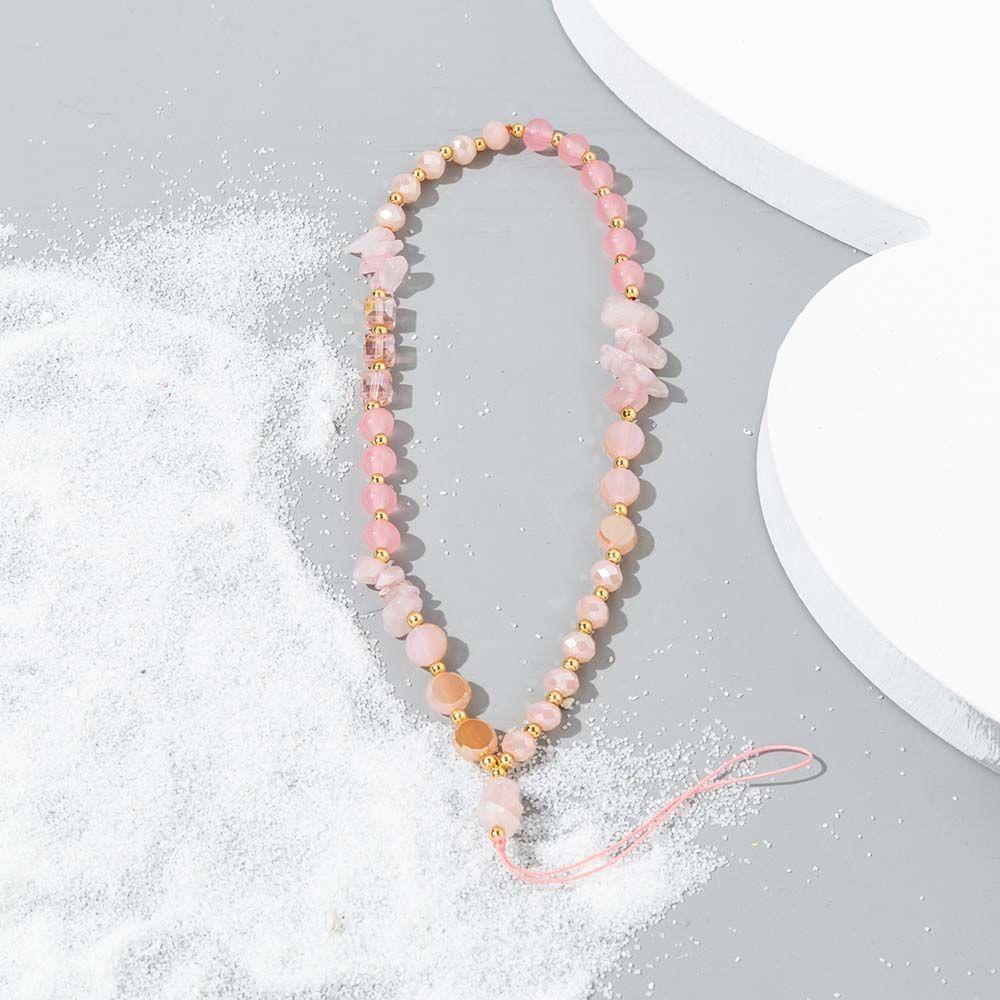 Pearl Gravel Letter Beads Chain Cell Phone Lanyard Mobile Phone Strap Crystal Stone Beads Lanyard