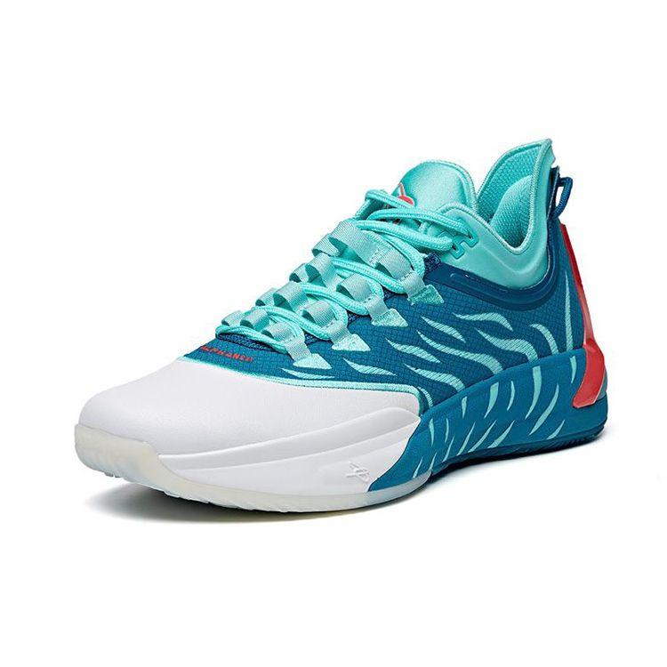 Anta Gh1 Mesh Stoßdämpfend Langlebig Low Top Basketballschuhe Herren Sneaker Blau Weiß 112011103-2