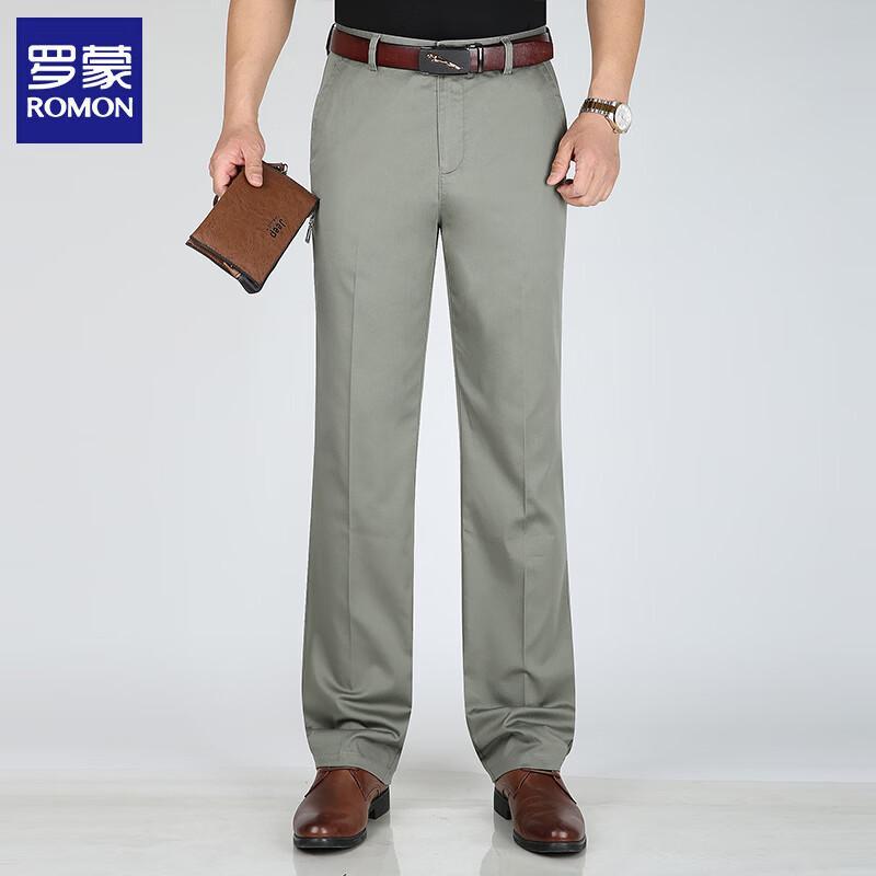 ROMON Men's Loose Straight Leg Cotton Blend Casual Pants