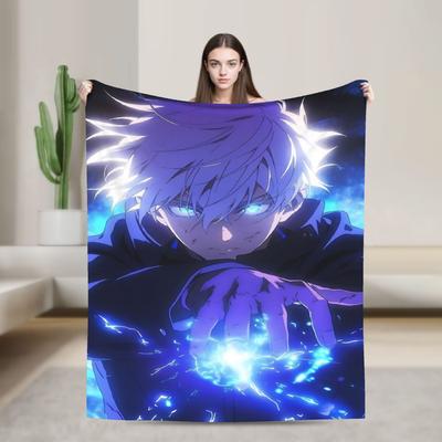 Gojo Satoru Flannel Blankets Winter  Warm Soft Throw Blanket for Kids Adult Couch Bed Funny Bedspread Sofa Bed Cover
