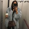 Moda inverno mulheres manga longa outwear pele de raposa quente cor sólida casaco grosso
