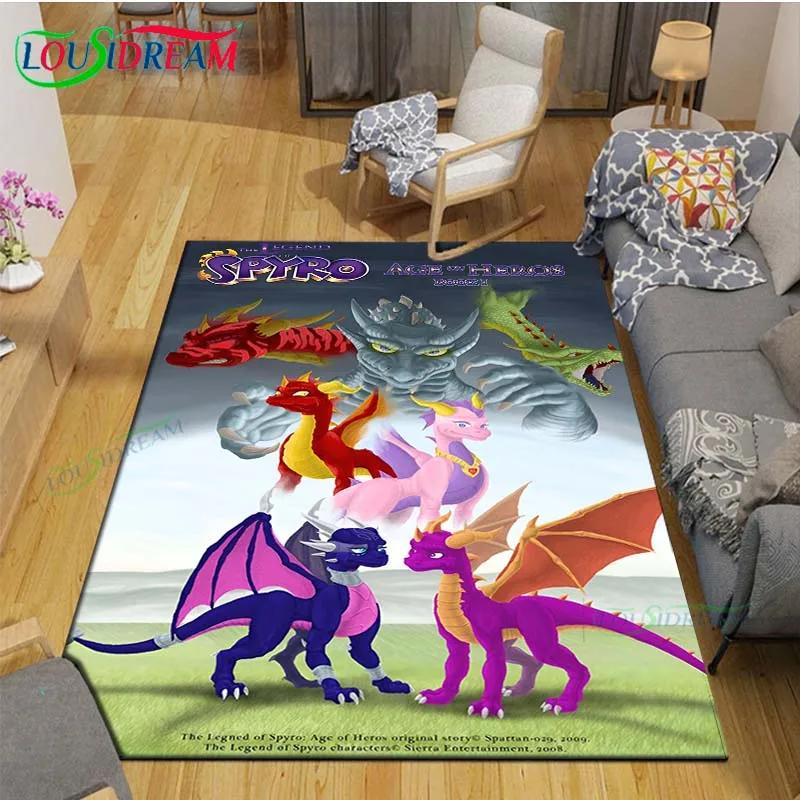 3D Klasické Hry S-Spyro Drak Tištěné Koberce Obývací Pokoj Protiskluzový Plošný Koberec Dětský Pokoj Rohožky Jóga Podložka Velký Koberec Dekor