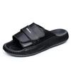 Herren Genuine Leather Slide Sandalen Outdoor Slip-On Flache Schuhe Mit Rutschfester Sohle