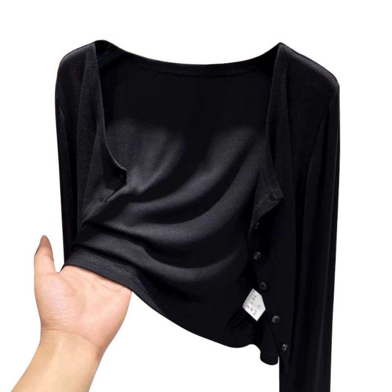Women's Solid-Color Sun Protection Long Sleeve Cardigan Shawl Jacket