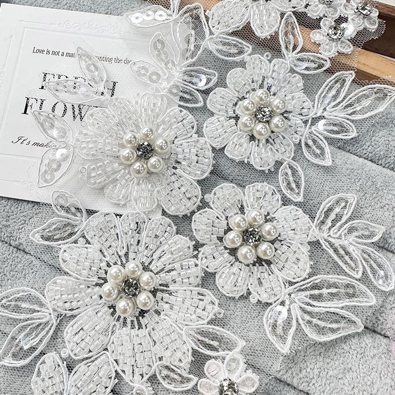 Handmade Patch Applique Multiple Styles Sequin Decorative Fabric Patch Stereoscopic Pearls Sewing Supplies Fashion Accessories