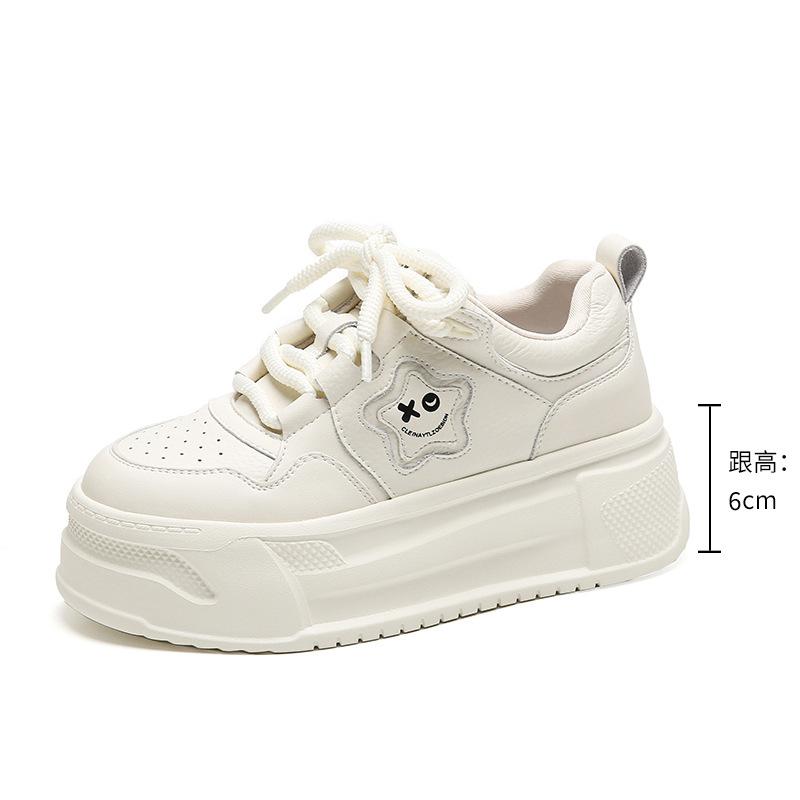 

Spring new muffin shoes board shoes women s leather casual contrasting color thick sole heightening versatile little white shoes board shoes women 38 бежевый