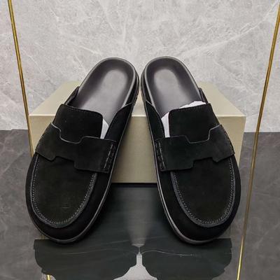 Fashion Korean Version Retro Big Head Flat-soled Slippers Baotou Slippers One-foot Slip-on Soft-soled Round-toe Cool Slippers for Women