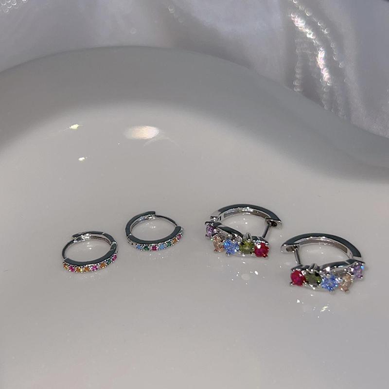 1Pair Korean  Vintage Colorful  Hoop Earrings For Women Aesthetic Jewelry Chic Wedding Party Accessories