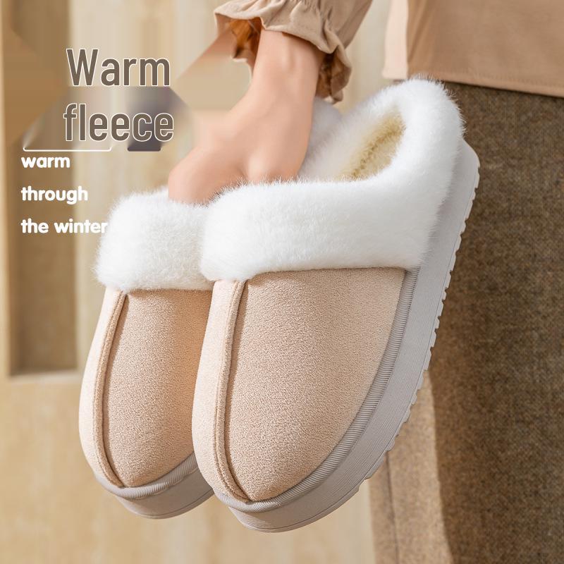 Women's Winter 2024 Warm Velvet Indoor/Outdoor Non-Slip Cotton Slippers, Thick-Soled Fur Shoes for Couples