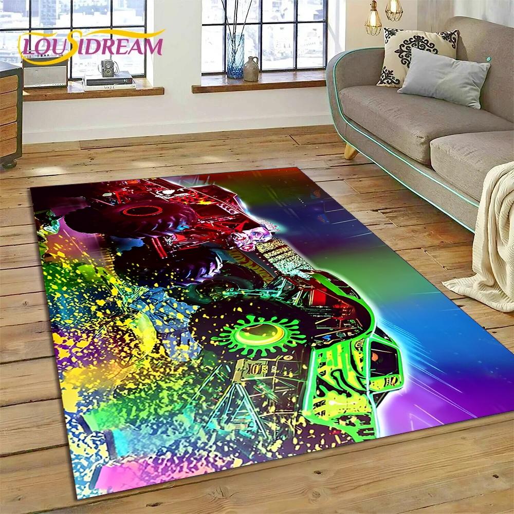 Monster Truck Monster Jam Cartoon Teppich für Wohnzimmer Schlafzimmer Heimdekoration, rutschfeste Bodendekoration für Sofa Fußmatte