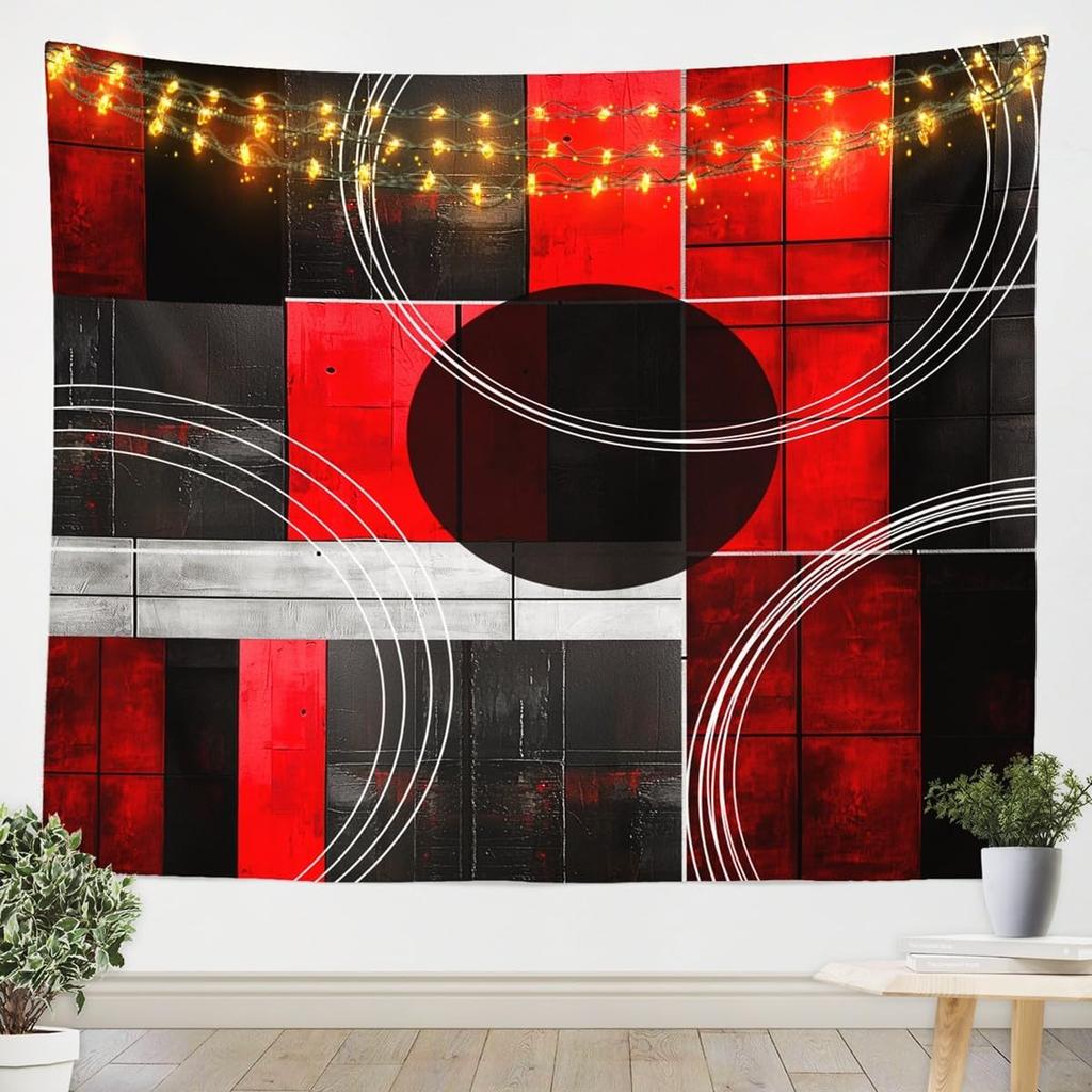Purple Black White Tapestry Size Kids Abstract Geometric Wall Art for Boys Girls Teens Modern Minimalist Wall Hanging Blanket