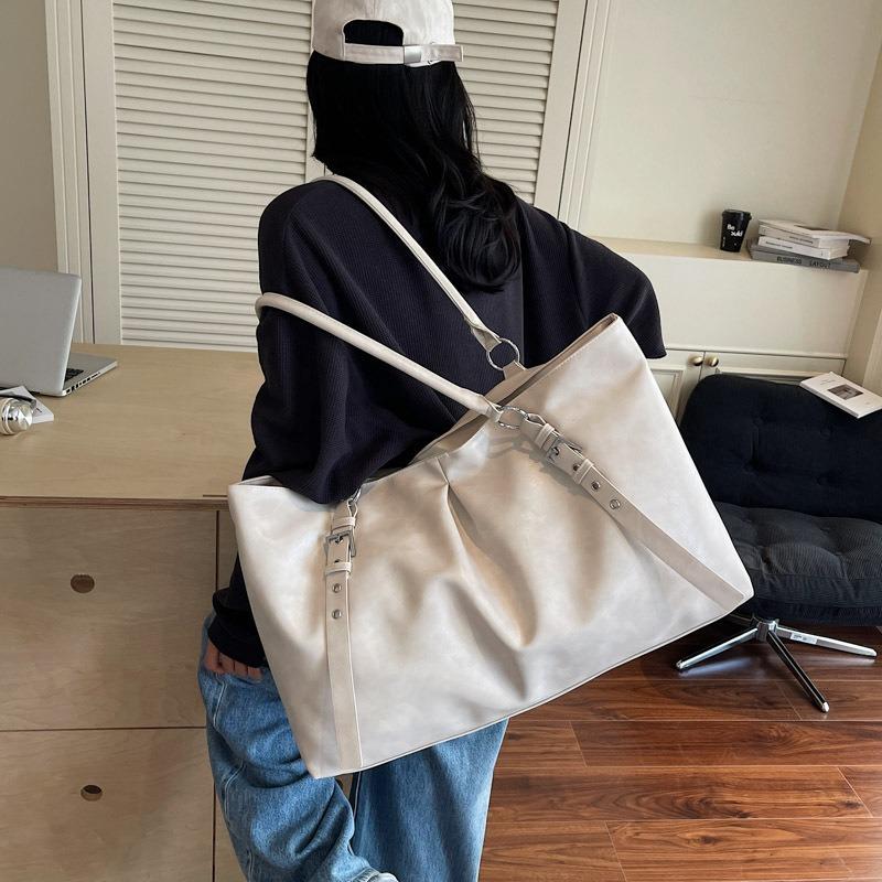 Large Capacity Pleated Tote Bag Women's New Simple Underarm Shoulder Bag Texture Retro Fashion Handbag